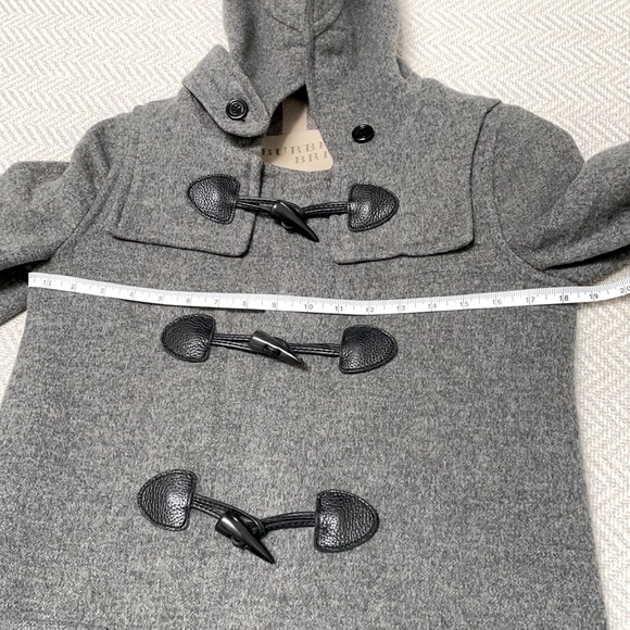 BURBERRY Grey Wool Check-Lined Hooded Duffle Coat  With Toggles - Picture 14 of 16